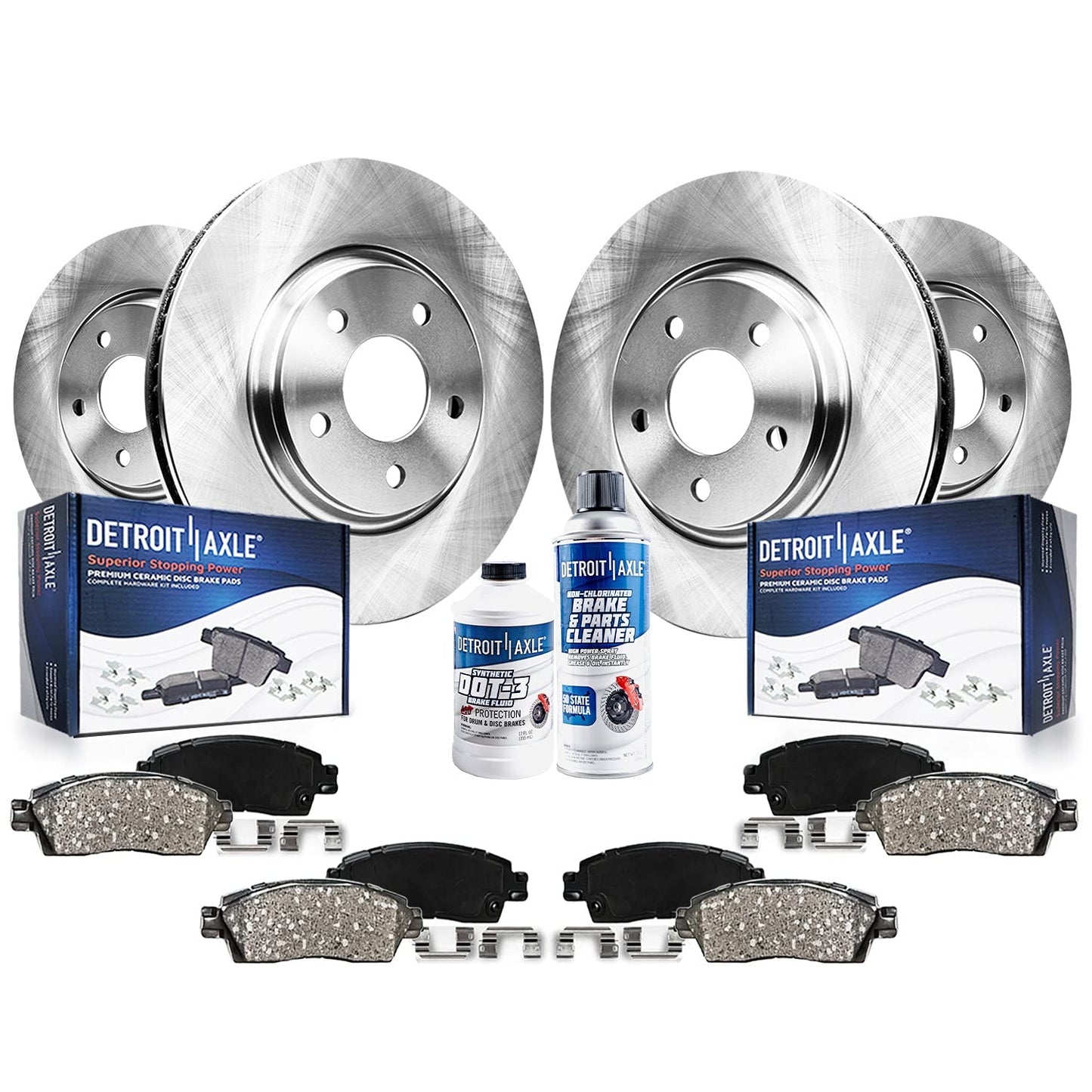 Detroit Axle - Brake Kit for 2014 2015 2016 2017 2018 2019 Nissan Rogue, Disc Brake Rotors Ceramic Brake Pads w/Hardware Replace